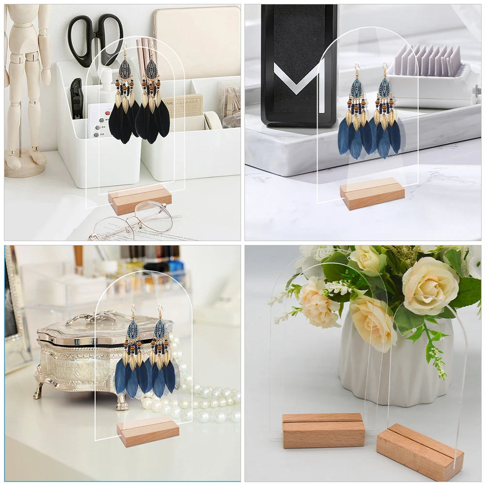 

3pcs Earring Display Stand Wood Base Sturdy Acrylic ganizer Holder for Jewelry Counters Desktop Gift Hanging Hanger