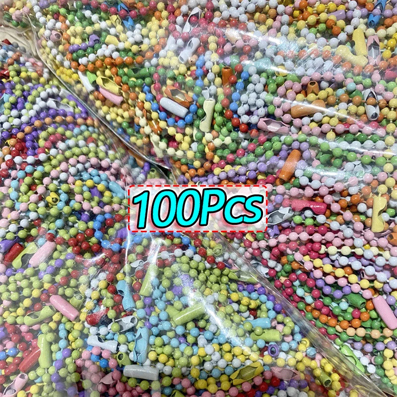 10/100pcs Colorful Ball Bead Chains Fits Key Chain/Dolls/Label Hand Tag Connector for DIY Bracelet Jewelry Making Accessorise