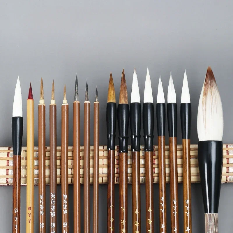 6/9/12/16Pcs Chinese Calligraphy Brushes Set with Roll-up Bamboo Brush Holder Painting Writing Kanji Art Watercolor Brush