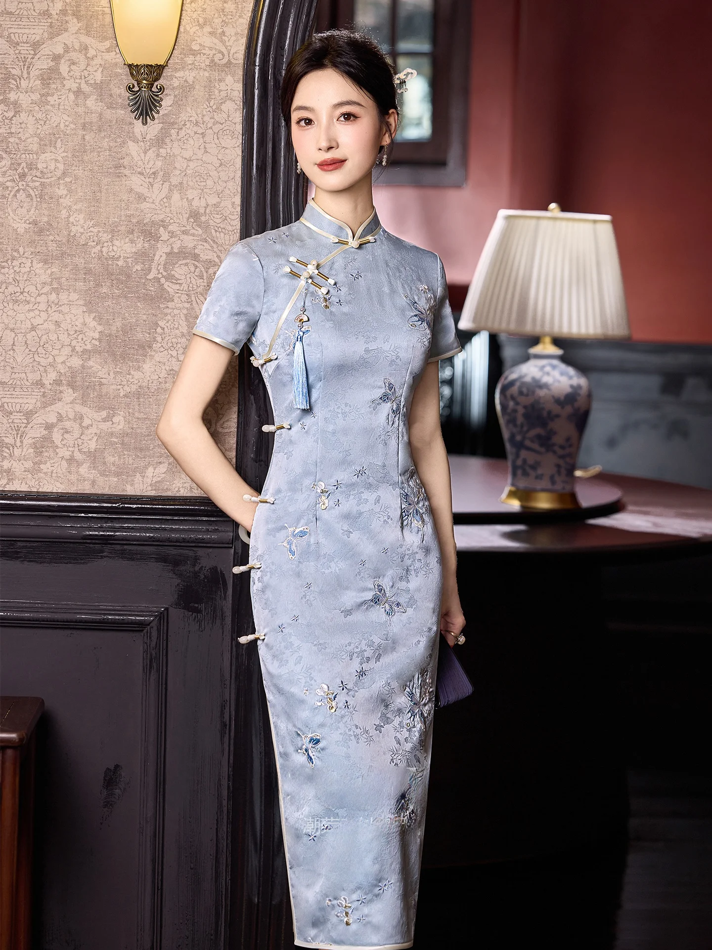 

Blue Young Women's Embroidered Improved Version Daily Wear Beautiful New Chinese Sle National High-End Feel