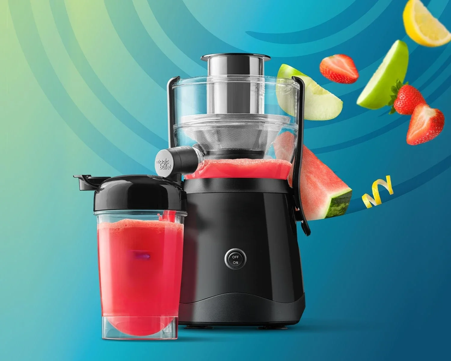 عصارة صغيرة سحرية سوداء مع كوب محمول ، آلة عصر مدمجة وقوية للاستخدام اليومي ، خلاط صحي ومريح