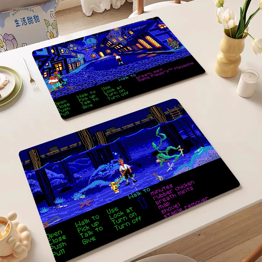 Melee Island Streets Monkey Island Table Drain Pad Tabletop Absorbent Draining Mat Tableware Mats Placemats For Table Decor