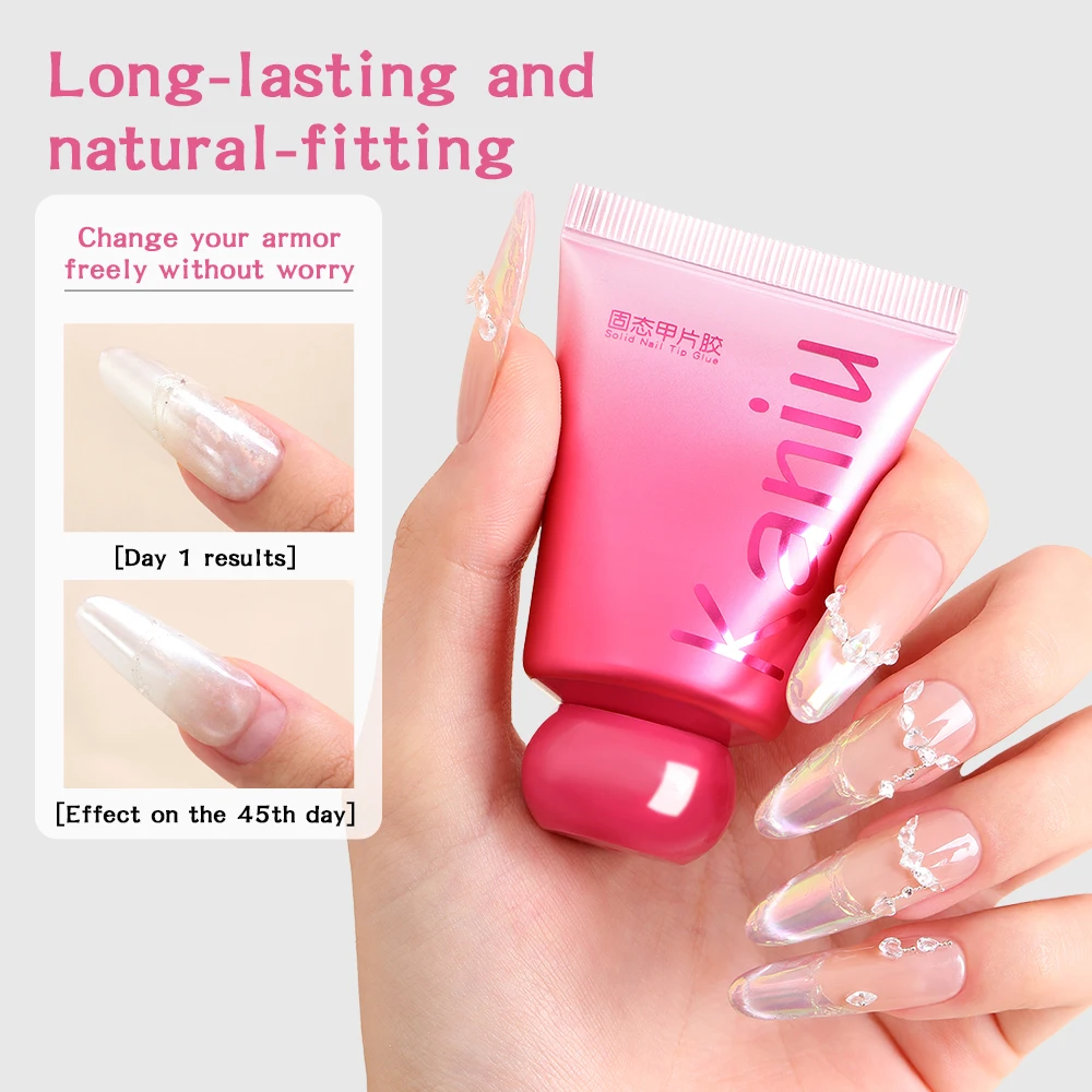30 ml fester Nagelkleber-Patch, stark anhaltender Klebstoff, kein Durchfluss, UV-LED-Gel zum Aufdrücken von falschen Nagelspitzen, Verlängerung, 3D-Nagelkunst