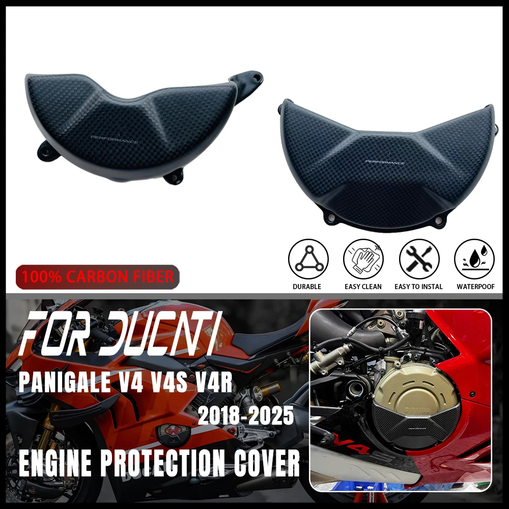 

For DUCATI PANIGALE V4 V4S V4R V4SP 2018 2019 2020 2021 2022 2023 2024 2025 Carbon Fiber Engine cover Protection Accessories