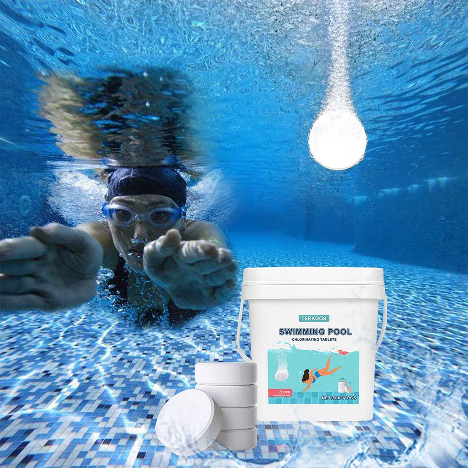 40LB 3inch Chlorine Tablets For Swimming Pools, Swimming Pool Water Purifier Dose Tablet Chlorine, Stabilized Chlorine Tablets