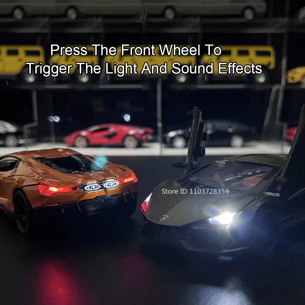 Schaal 1:32 REVUELTO SIAN Sportwagen Speelgoedmodellen Legering Diecast Mini Supercars Geluid Licht Deuren Geopend Trek Woondecoratie