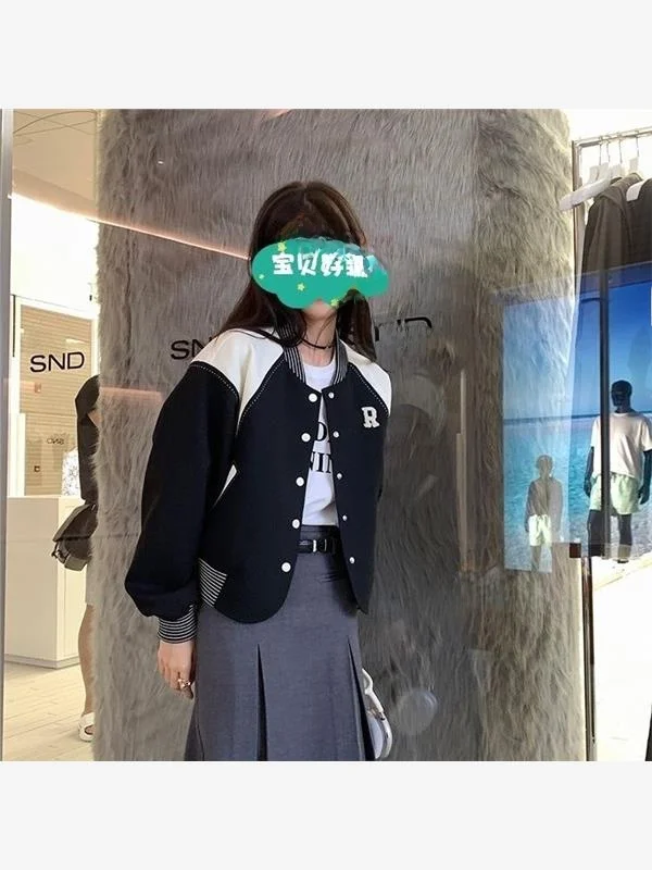 Nouvelle arrivée : Blouson de baseball pour femme en polaire épaisse, style américain, pour l'automne et l'hiver, vêtement d'extérieur de haute qualité