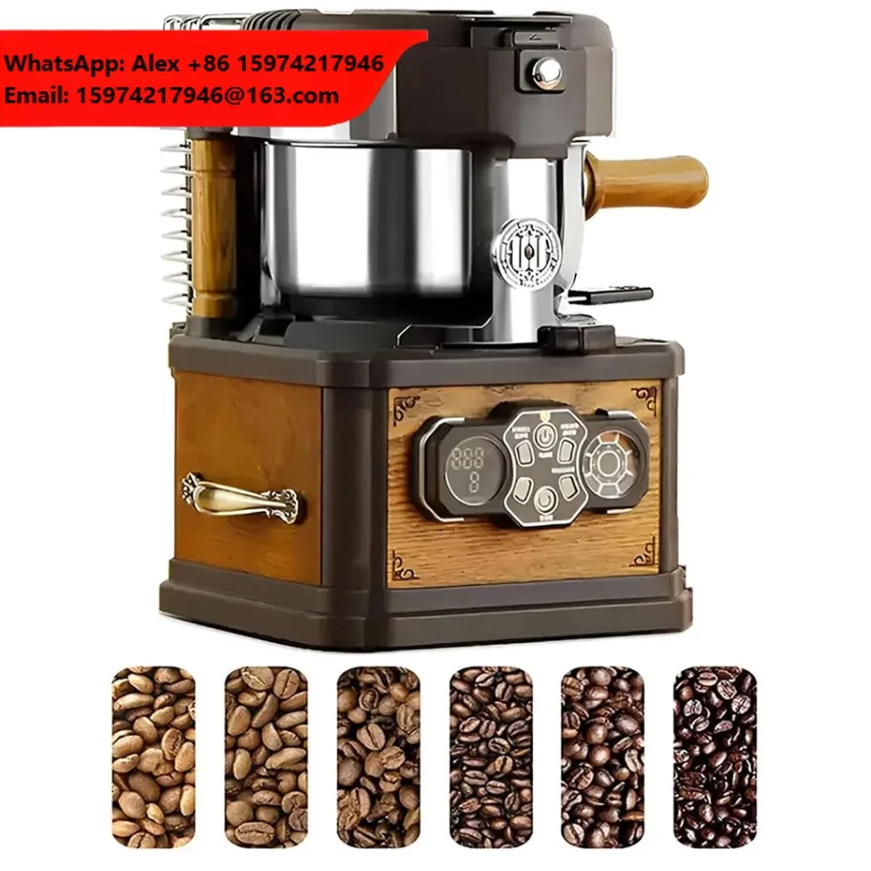 WING KWONG Neoclassical Wooden Coffee Roaster Visible Chamber Quiet Smokeless Electric Shell Separator Direct Factory Supply