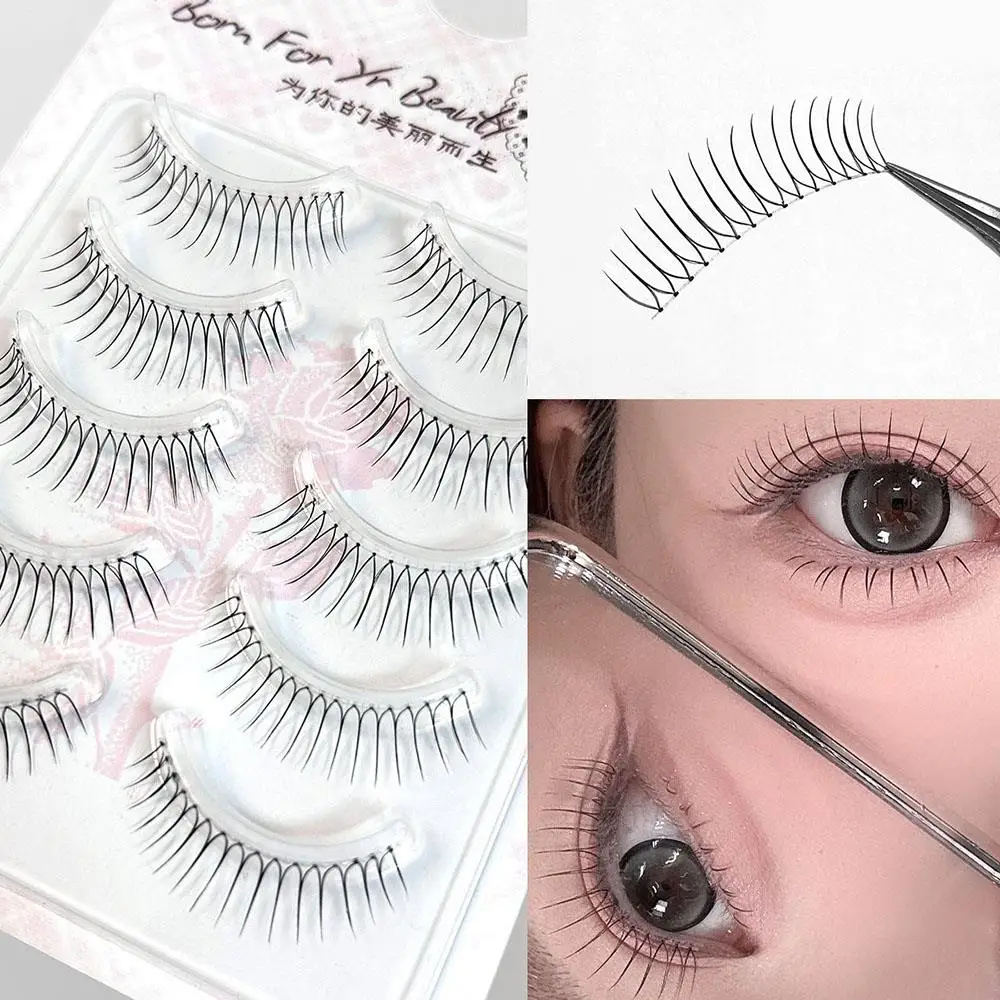 5 paires de faux cils Extension de cils cils croisés naturels en forme de U grappe de cils Dense maquillage des yeux cils cosmétiques réutilisables