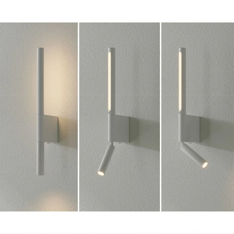 Modern Indoor Wall Light Adjustable Bedside Decor 330° Rotate Up Down Led Wall Sconce for Hotel Bedroom Study Room Reading Lamp