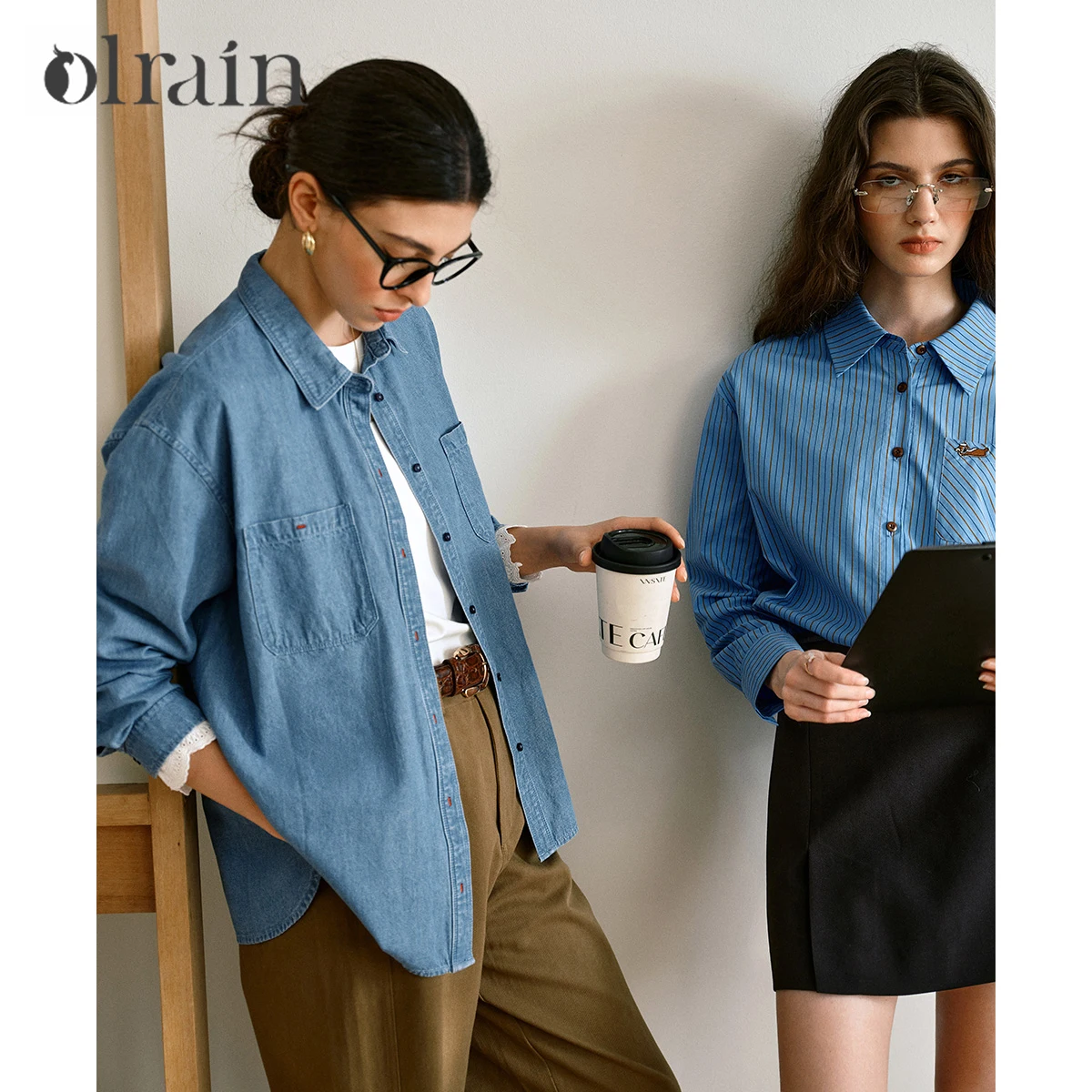 

OLrain French Casual Blue Long Sleeve Denim Shirt Women's Autumn 2025 New Versatile Shirt N57QC98326