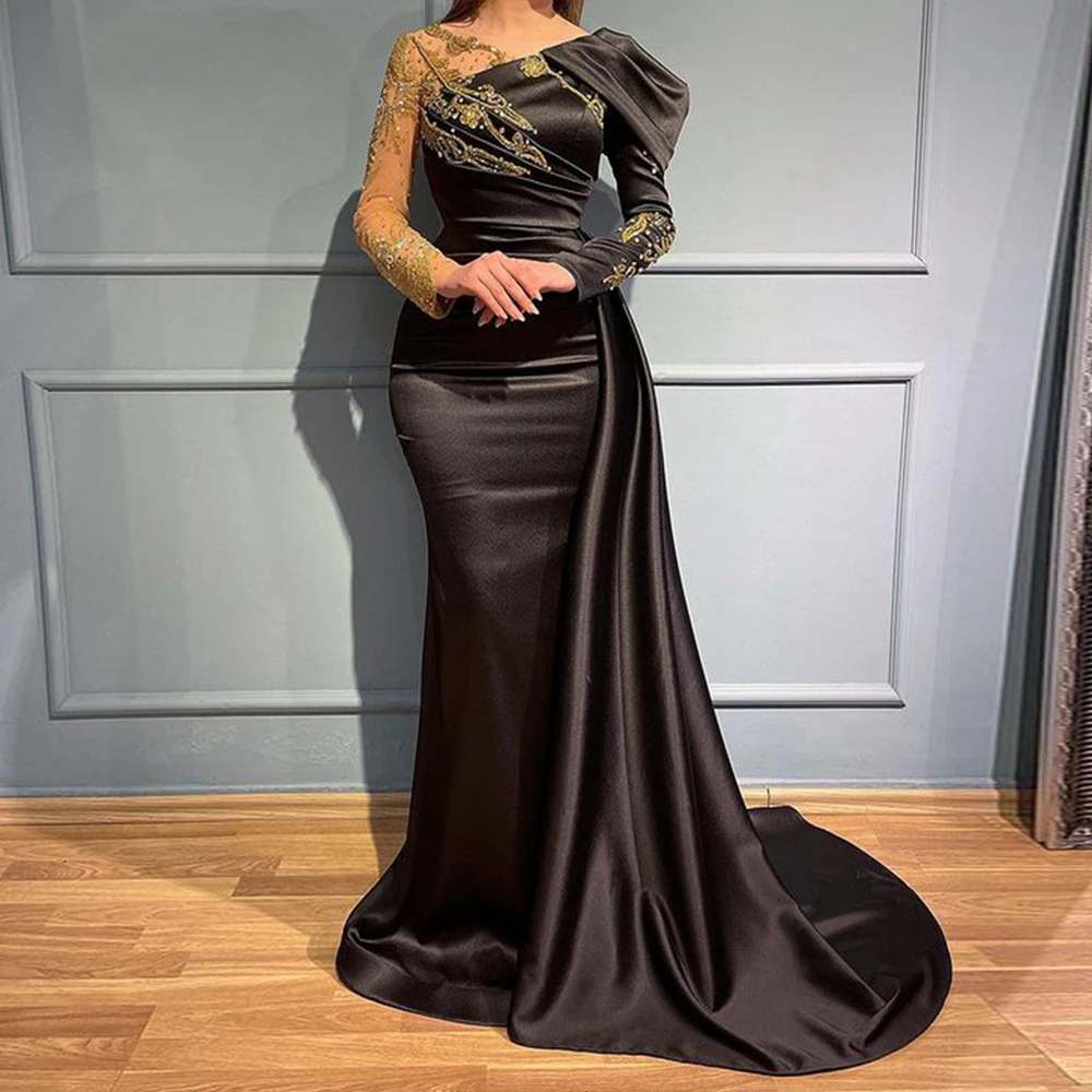 BridalAffair-Robe de Soirée Longue Noire à Paillettes Brillantes pour Femme, Tenue de Bal de Dubaï, Sirène, Rotterdam, Perles Kly, Quelle que soit la ix