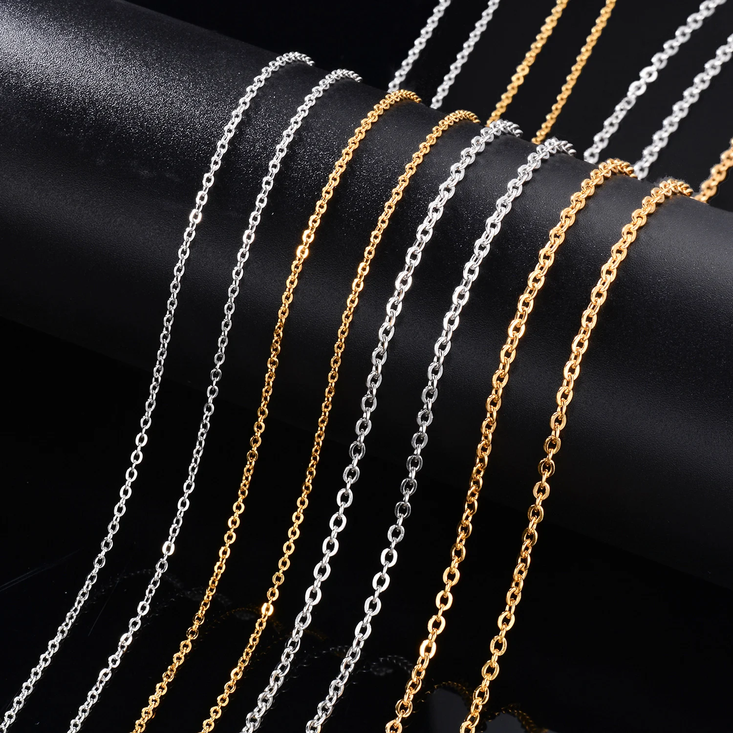 5 Stück/Set Klassische Edelstahl-Kabel-Rolo-Halskette Großhandel Metall-O-Kette Schmuckzubehör für Damen und Herren – Detail 1