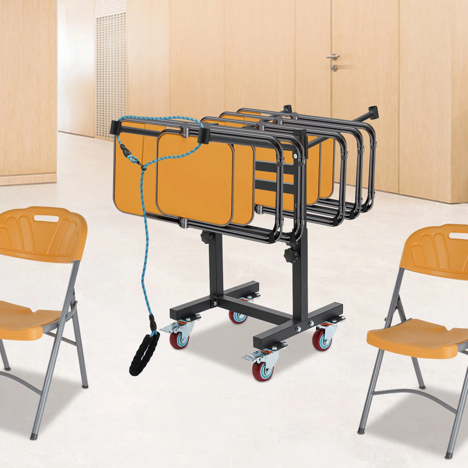 Folding Chair Rack 200Lbs Heavy Duty Folding Chair Storage Rack with 2 Lockable Wheels Hold up to 12 Folding Chairs for Schools