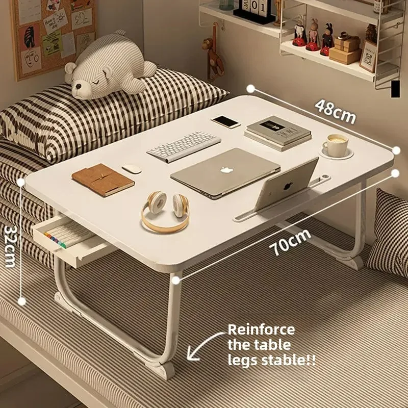 Folding Small Table Bed Desk Heightened Solid Study Table Student Dormitory Computer Desk