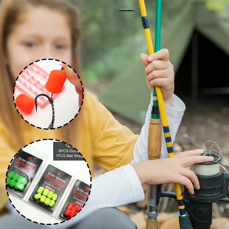 8Pcs/Pack 12mm Carp Fishing Bait Slow Sinking Dumbells Bait Fruity Squid Flavour Fake Food PopUp Tackle Floating Artificial Bait