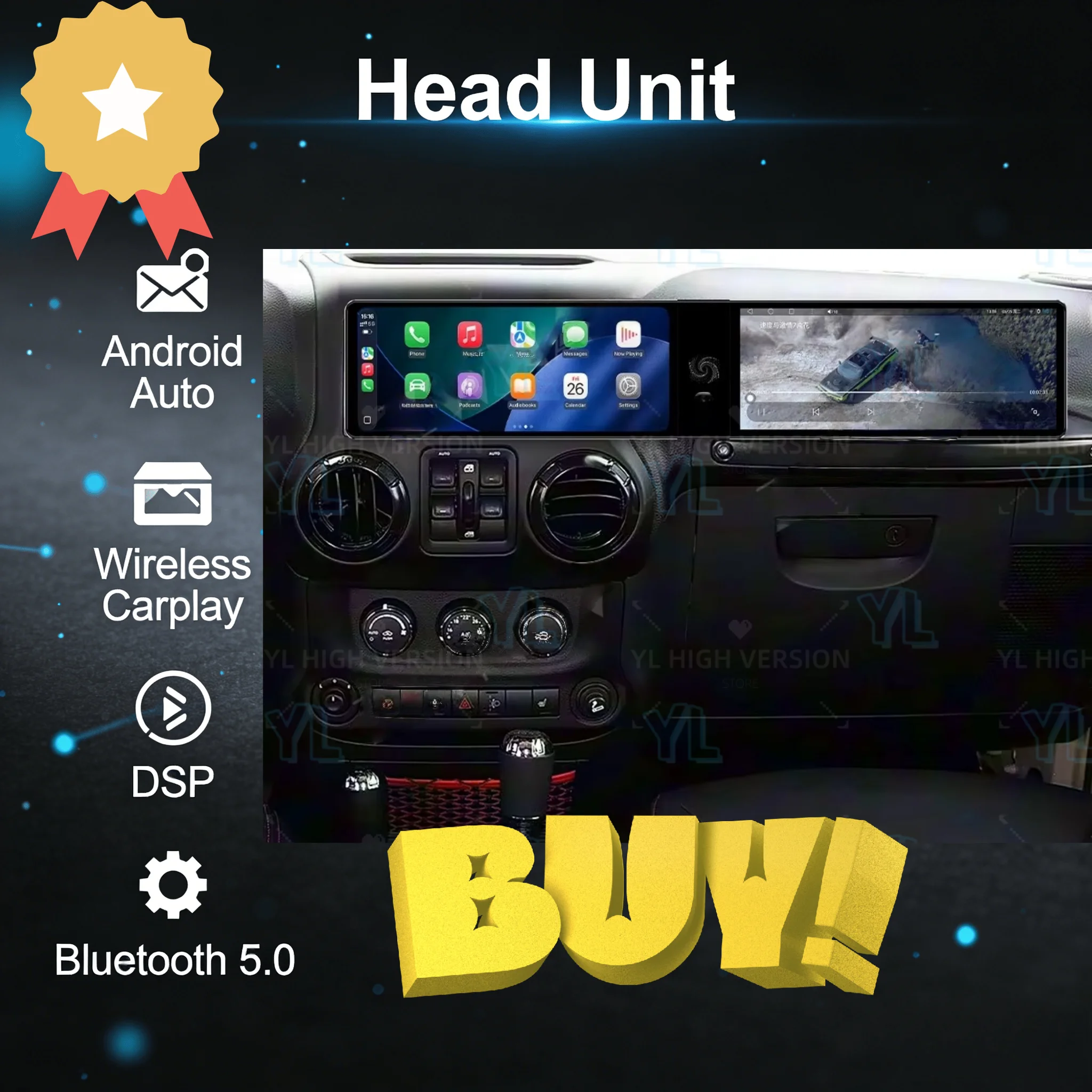 

Carplay For Jeep Wrangler Unlimited 2004-2017 12.3" Android 13 Car Radio Car Multimedia Video Player GPS Navigation Unit DSP BT