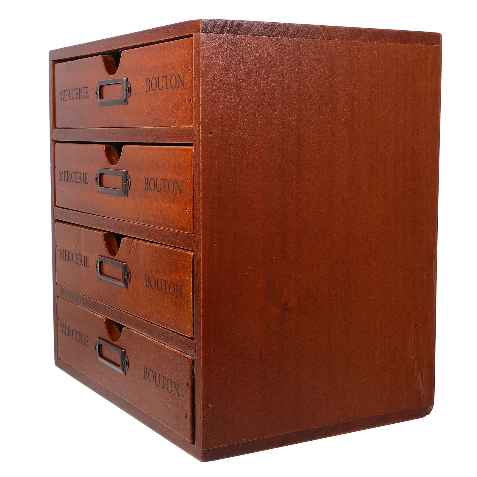 

Four Layer Drawer Storage Box Retro Wooden Desk Organizer Office Drawers Desktop Cabinet Sturdy Tabletop Container