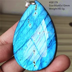 Natural Blue Labradorite Pendant Jewelry Water Drop Crystal Flash Labradorite Bead Necklace Women Men AAAAAA