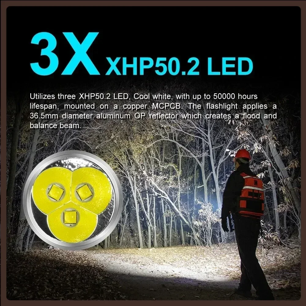 Lumintop GT3 XHP70.2 LED Powerful Camping 18650 Torch 18000 Lumens 580 Meters Long Range Waterproof Stepless Dimmable Flashlight