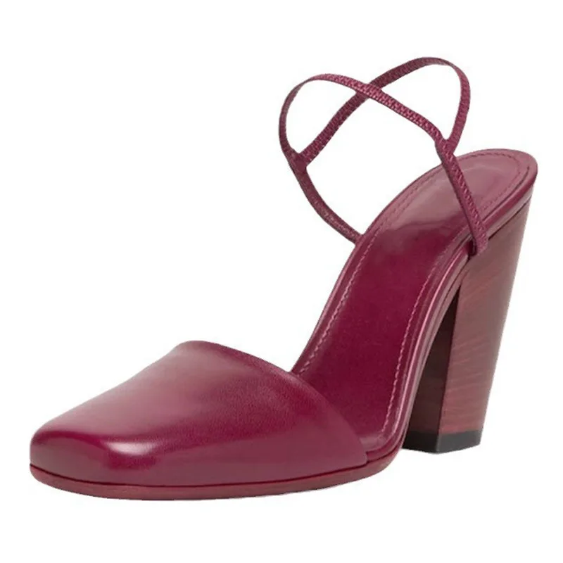 

Женские сандалии, кожаные женские туфли на высоком каблуке с квадратным носком, на массивном блочном каблуке, стильный дизайн с ремешком на щиколотке