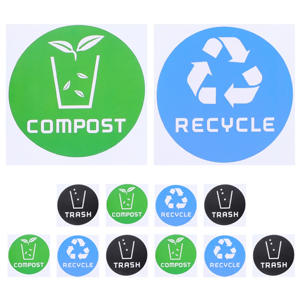 

12pcs Garbage Classification Colorful Recycling Labels For Trash Bins Strong Adhesion Waste Sorting Portable Outdoor Use