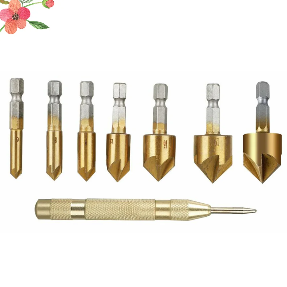 

8pcs Cobalt Steel Chamfer Tool Set High Hardness For Metal Plastic Pvc Countersink Drill Bit Kit Deburring Bit Tool Parts
