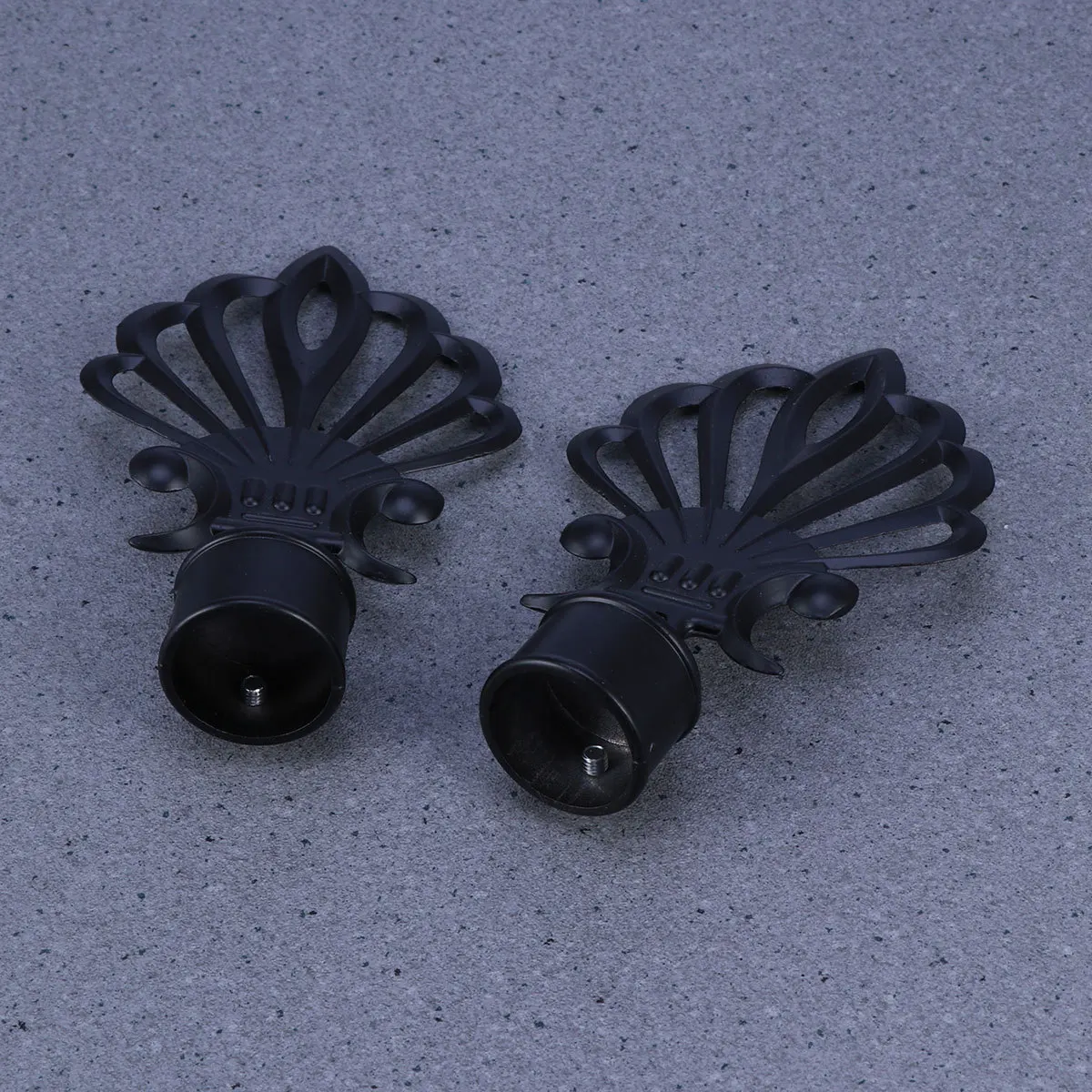 

1Pair Curtain Drapery Rod Ends Aluminum Alloy 6063 Environmental Friendly Black Metal Decorative Head for 28mm Inner Diameter