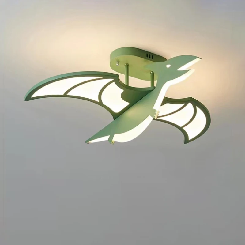 Flying Dragon Pterodactyl Ceiling Lights LED Children's Room Baby Room Light Green Beige Dinosaur Boy Girl Bedroom Ceiling Lamps