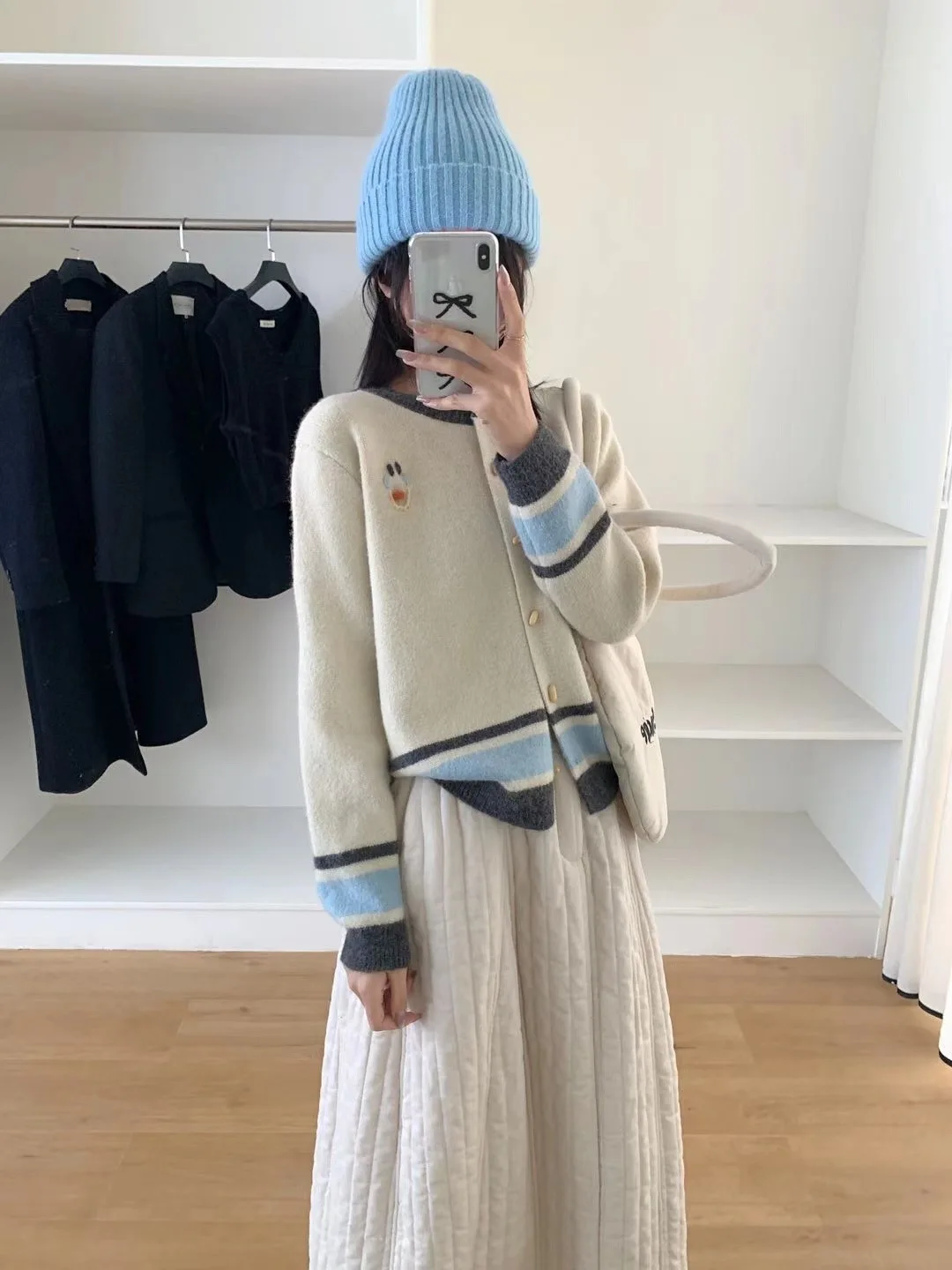 Coreano Sle viso ricamato rotondo Ne lavorato a maglia cardigan aperto design pulsante di sensazione morbido Melding colore tariffa di fascia alta...