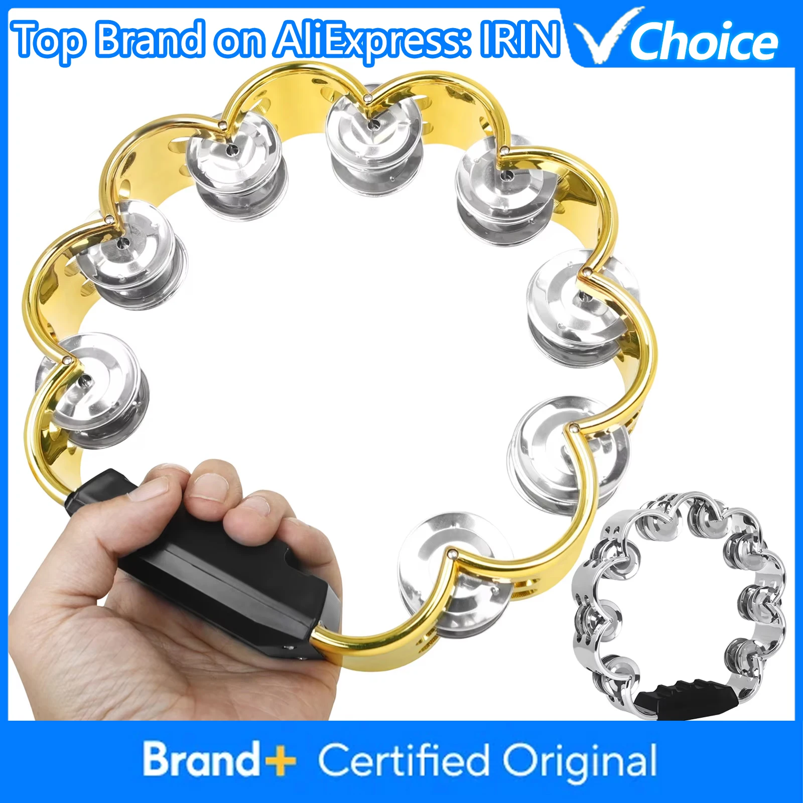 IRIN Doppel-Tamburin Handglocken ABS Pflaum Silber Orff Percussion-Instrumente KTV Party Handglocken Kinder Lernspielzeug