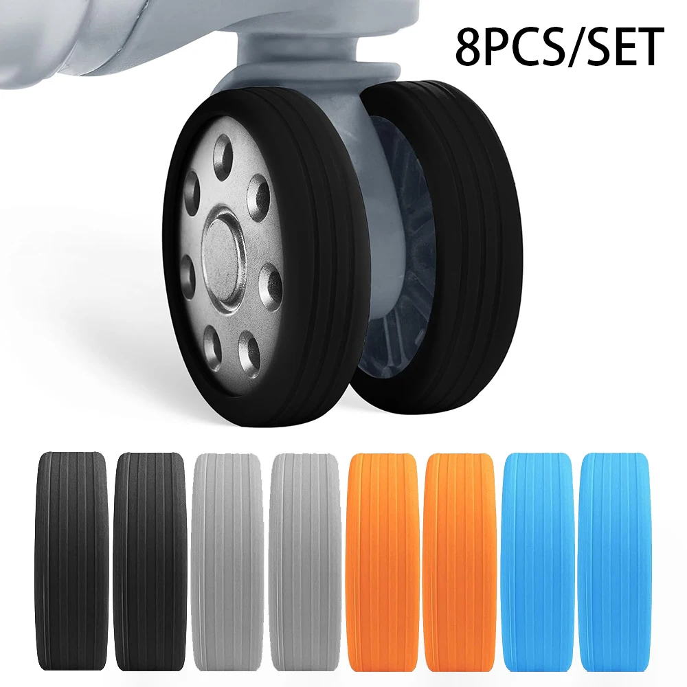 8Pcs Luggage Wheels Protector Silicone Luggage Accessories Wheels Cover For Most Luggage Reduce Noise Travel Luggages Suitcase