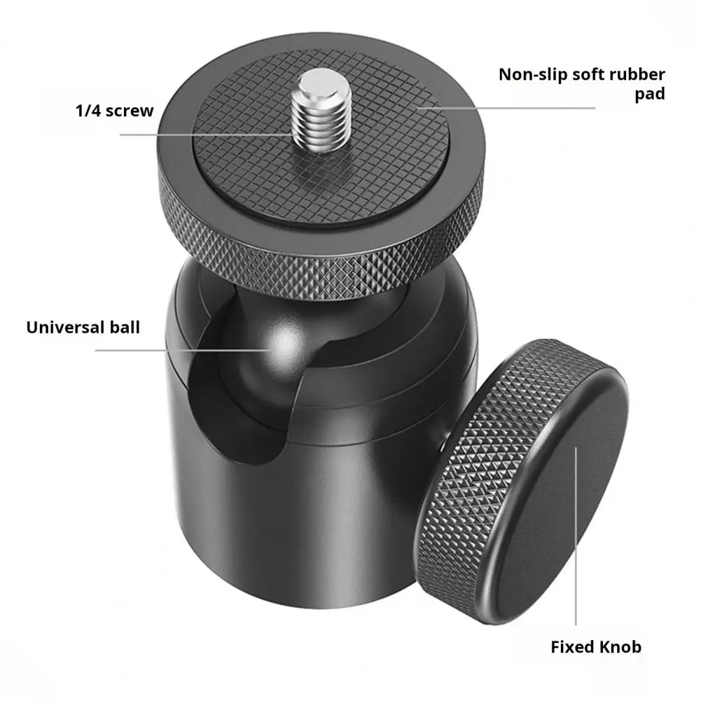 Kamera Mini Ball Head 1/4 3/8 inci sekrup LED lampu Video ponsel kamera DSLR Monopod rotasi Tripod Head Mount adaptor