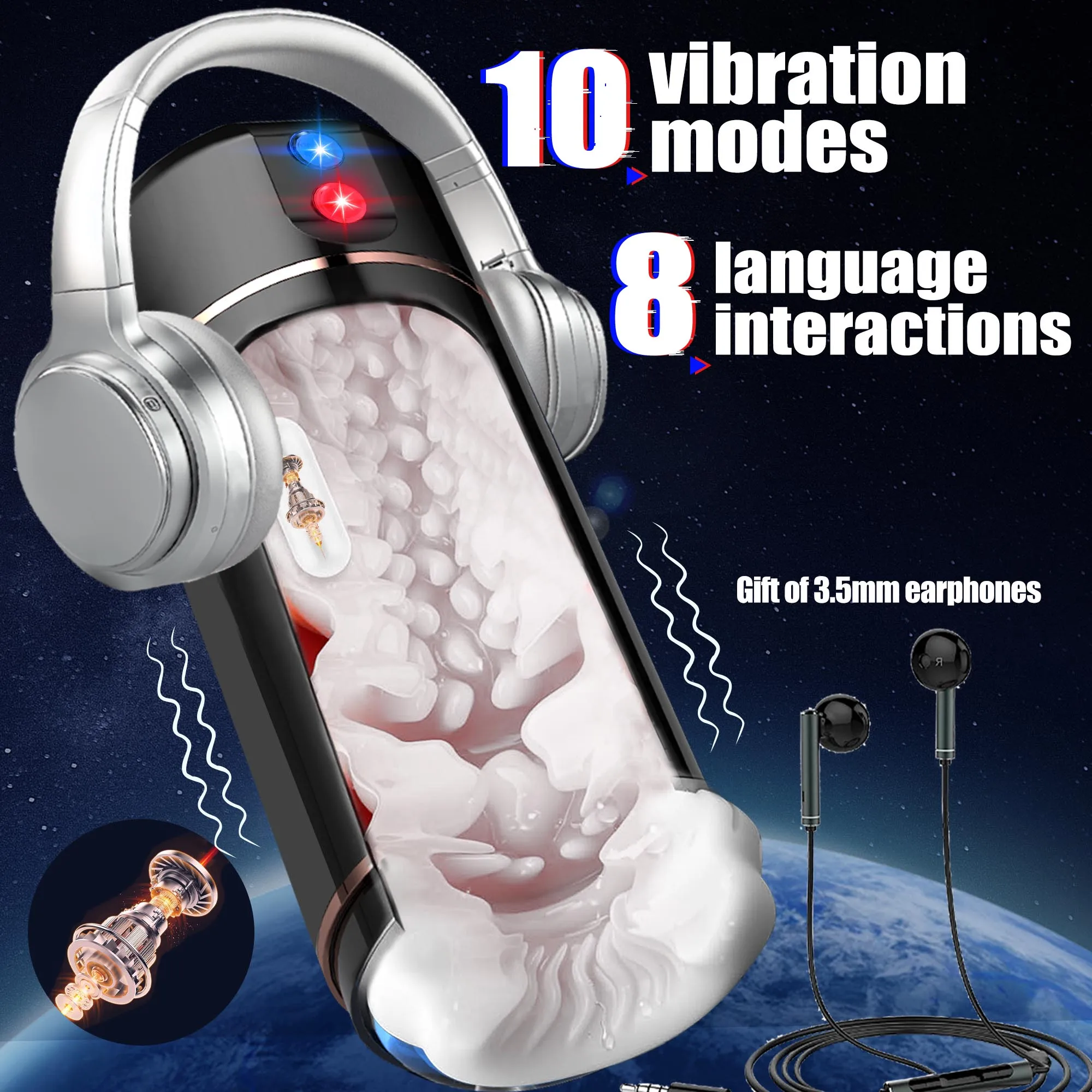 New Automatic Male Masturbator Cup Vibration Blowjob Squeezable Pocket Pussy Vagina Penis Oral Sex Machine Toys for Man Adults 2