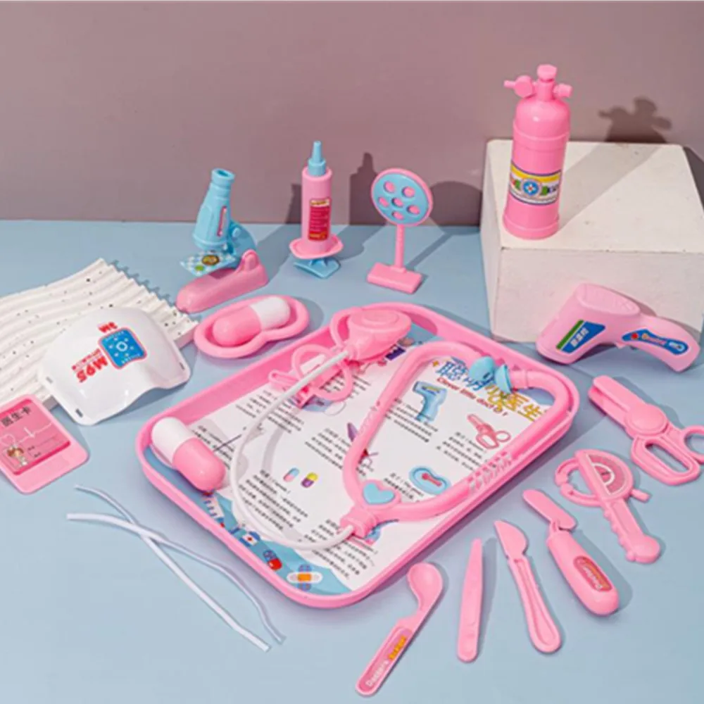 1 مجموعة الكرتون اللعب منزل محاكاة الإسعافات الأولية Doct السماعة ضخ زجاجة الأدوات الجراحية البلاستيكية نموذج لعبة طفل #5