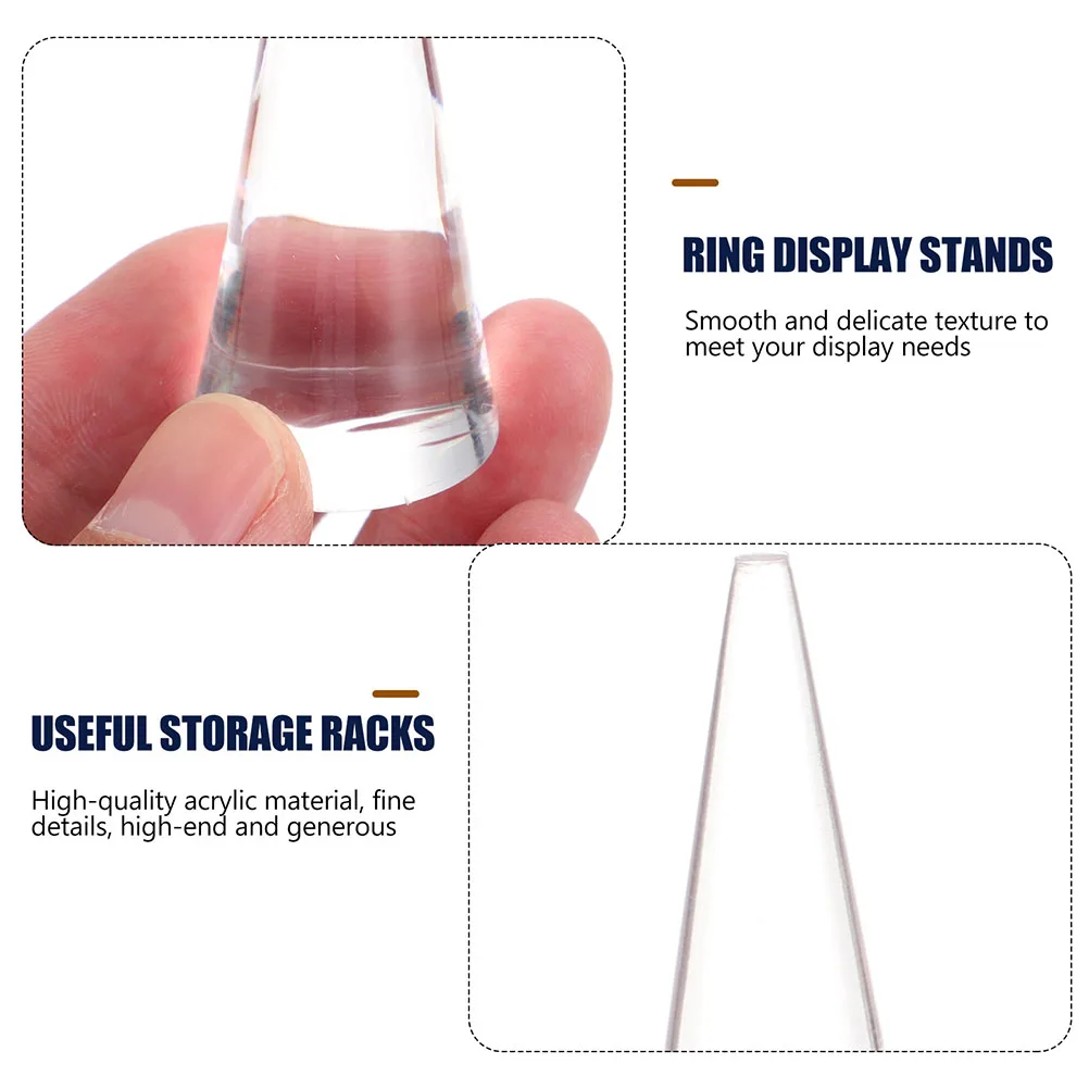 

8Pcs Acrylic Ring Display Stand Cone Shape Ring Holder Jewelry Organizer Showcase for Home Shop Cone Shape Rings Stand
