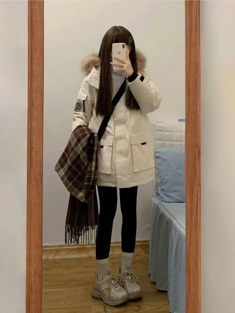 

Parkas Street Womens Fall Lattice Fleece-Padded Double-Pocket Panelled Camouflage Filled Slim-Fitting Turtleneck Lace-Up Warm OL