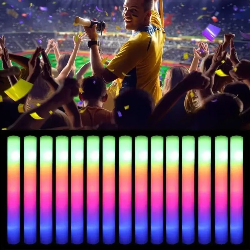 

LED Glow Sticks Bulk Colorful RGB Glow Foam Stick Cheer Tube Dark Light for Xmas Birthday Wedding Party Supplies