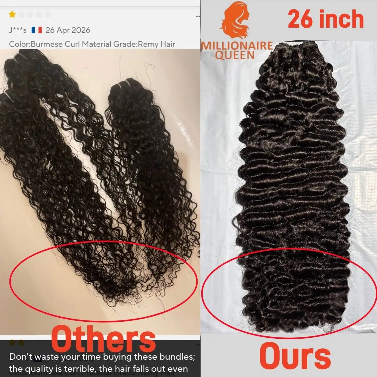 3C4A Burmese Curly Virgin Human Hair Bundles for Full Head