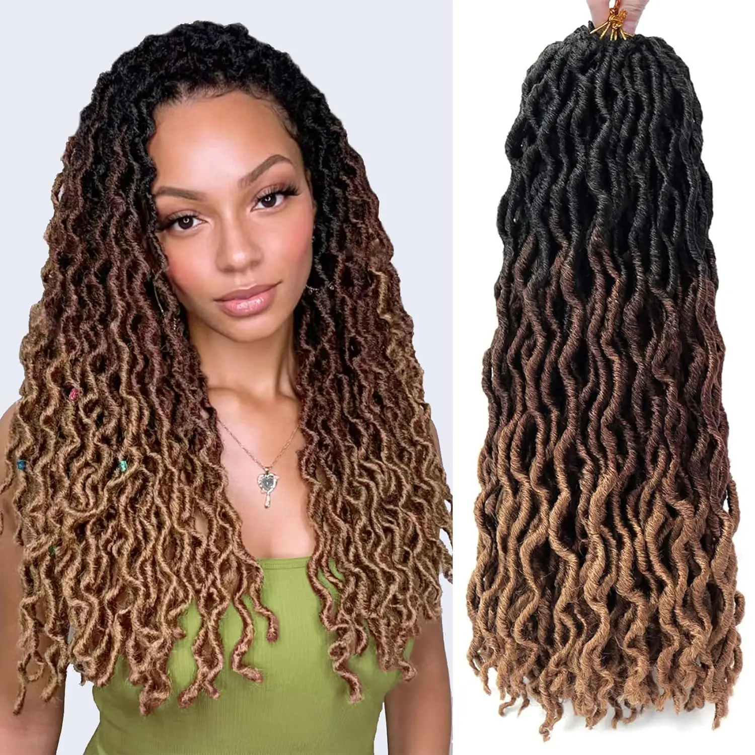 24 pouces déesse Faux locs Crochet cheveux 1/6 paquets doux gitane Locs ondulés Crochet tresses Dreadlocks bouclés ondulés torsion cheveux synthétiques
