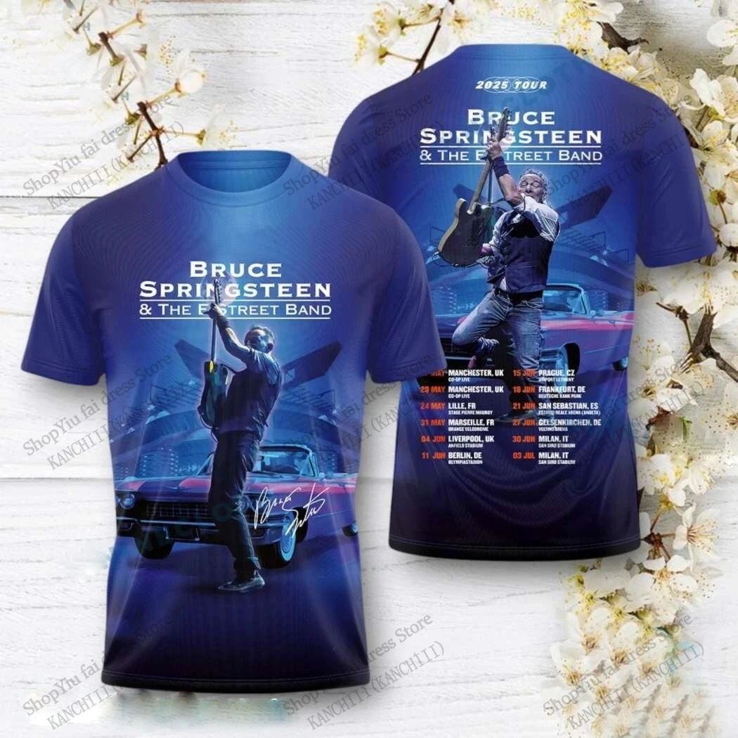 2026 Bruce Springsteen E Street Band Tour 3D Print T-shirt Men Women Fashion Hip Hop Oversized Short Sleeve Tops Tee Men Clothes