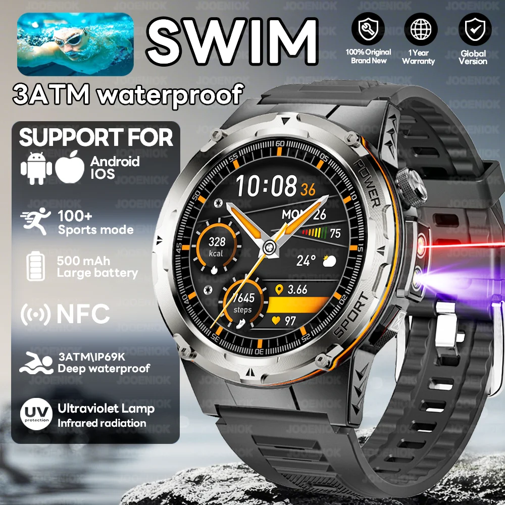 

2025 New For XIAOMI Outdoor Military Smart Watch GPS Tracker IP68 Waterproof 500mAH Health Monitor BT Call Sports Laser Bracelet