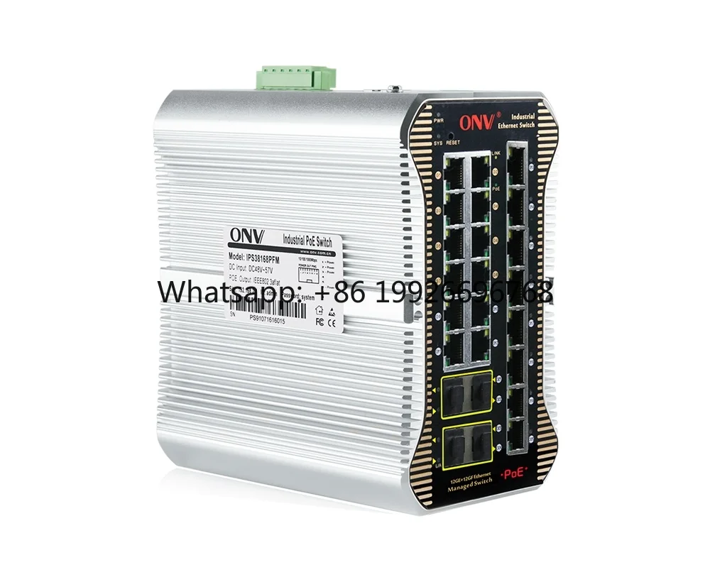Layer 2+ Managed Industrial PoE Switch 20GE RJ45 PoE +4GE SFP Slots Gigabit Industrial Network Switch