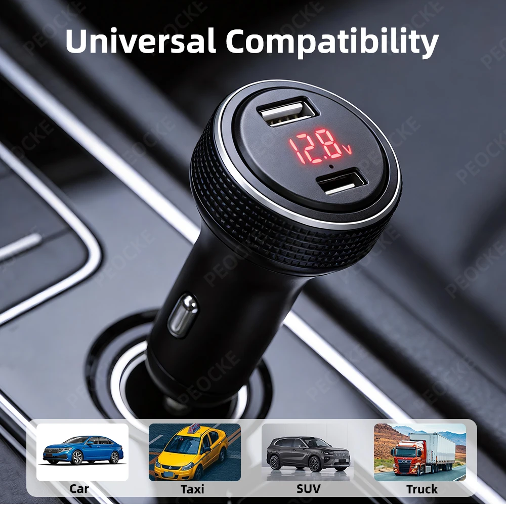 Car Charger GPS Tracker Battery Voltage Display Ambient Light Fast Charge USB Type-C Smart Tag Locator for iOS & Google Find My
