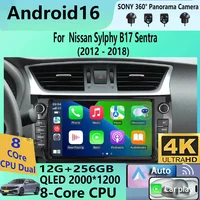 Radio para Auto con Carplay Android 16 para Nissan Sylphy B17 Sentra 2012 2013 2014 2015 2016 2017 2018 Reproductor Multimedia de DVD y Video Estéreo