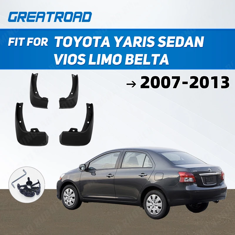 For Toyota Yaris Sedan Vios Limo Belta Mud Flaps 2007-2013 Mudflaps Splash Guards Mud Flap Mudguards Fender 2008 2009 2010 2011