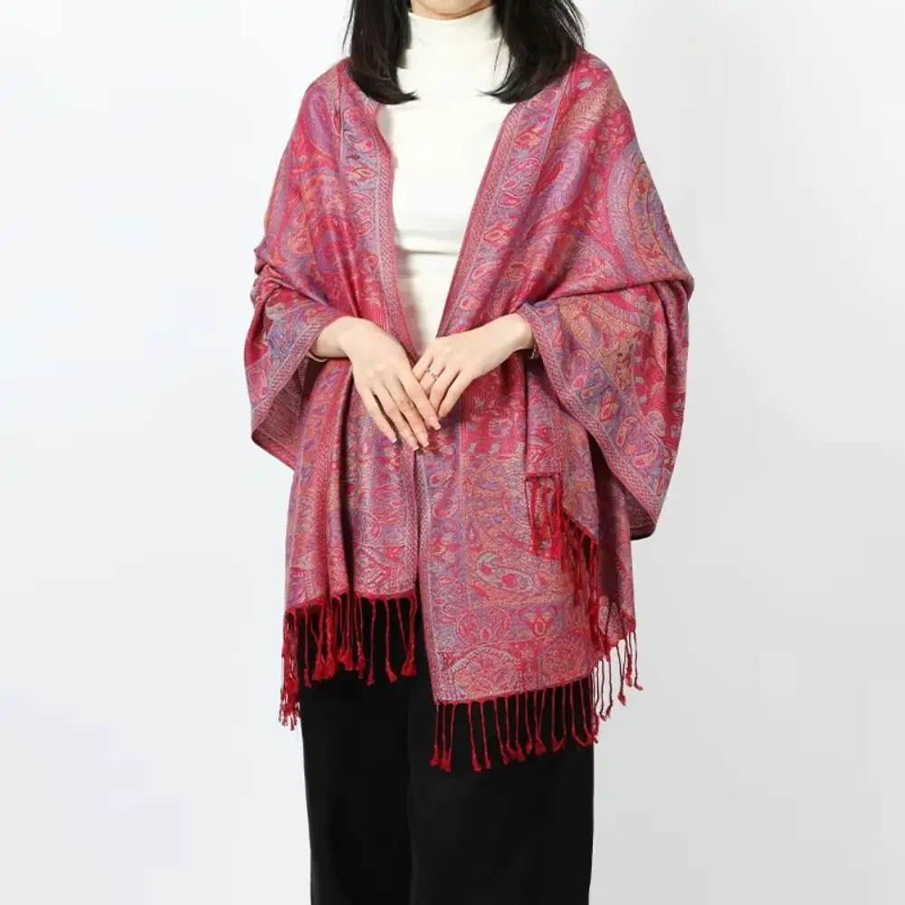 

Luxury Ethnic Style Paisley Shawl Long Korean Style Flower Scarf Neck Wrap Tassel Large Neck Scarves Beach