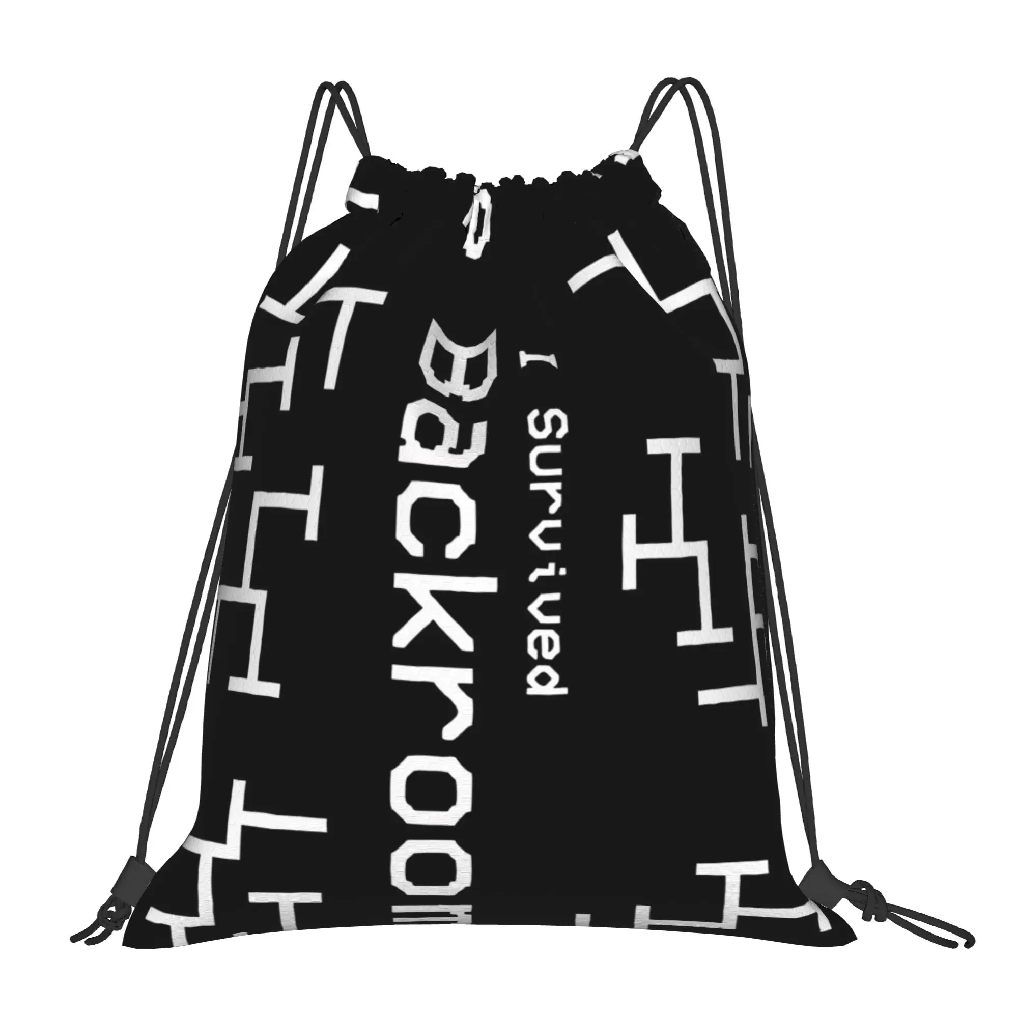 I Survived Original High Resolution Backrooms entity Portable Drawstring Bags Riding Gym creepy aesthetic Storage Backpacks