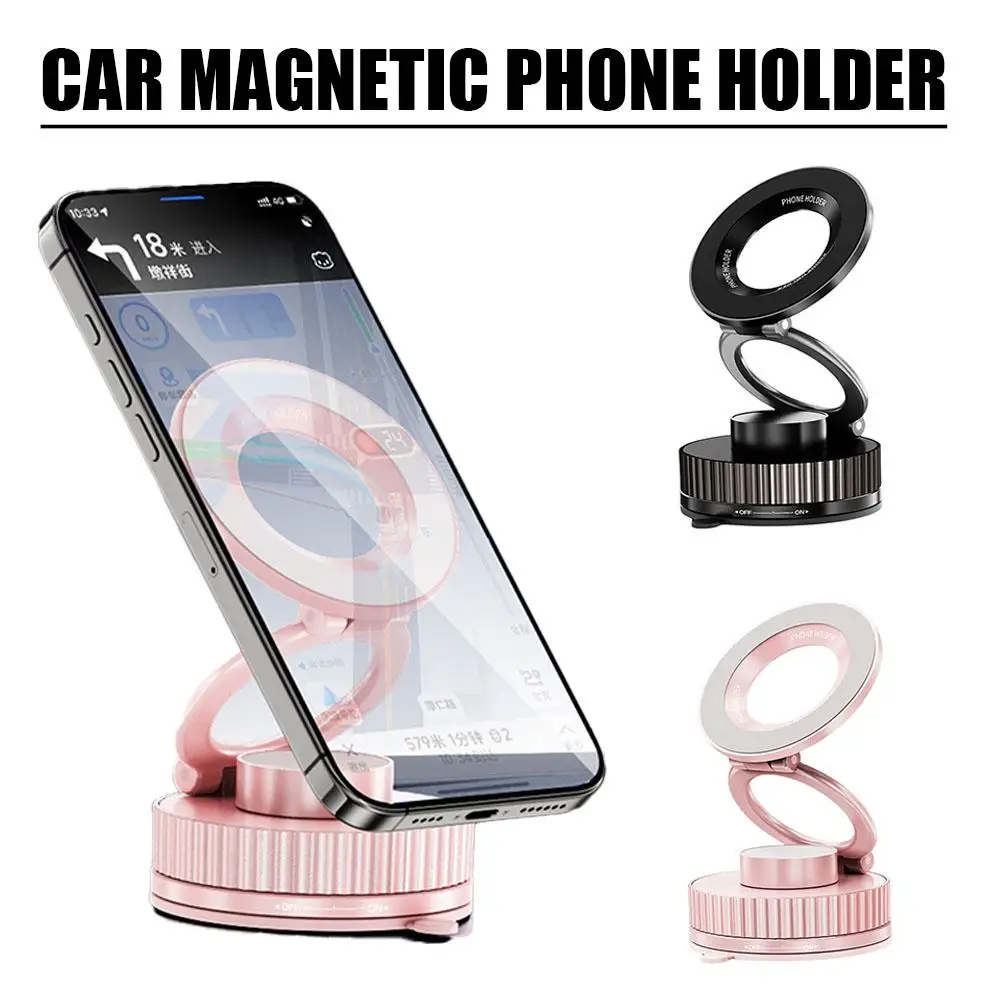 360 °   Вращающийся вакуумный магнитный кронштейн для телефона, регулируемая автомобильная присоска, прочное крепление для телефона, магнитный складной адсорбционный держатель Y9B0