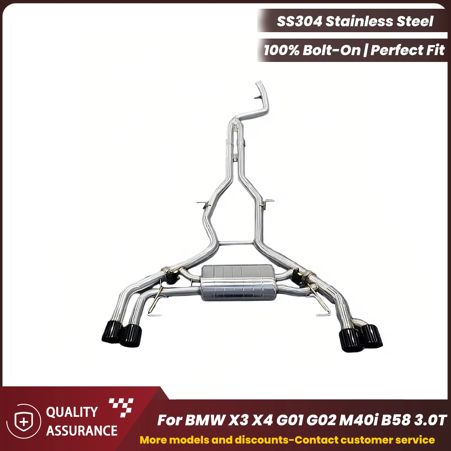 

Stainless Steel Catback Exhaust ECCF for BMW X3 X4 G01 G02 M40i B58 3.0T Aggressive Sound Plug & Play OEM Warranty Friendly